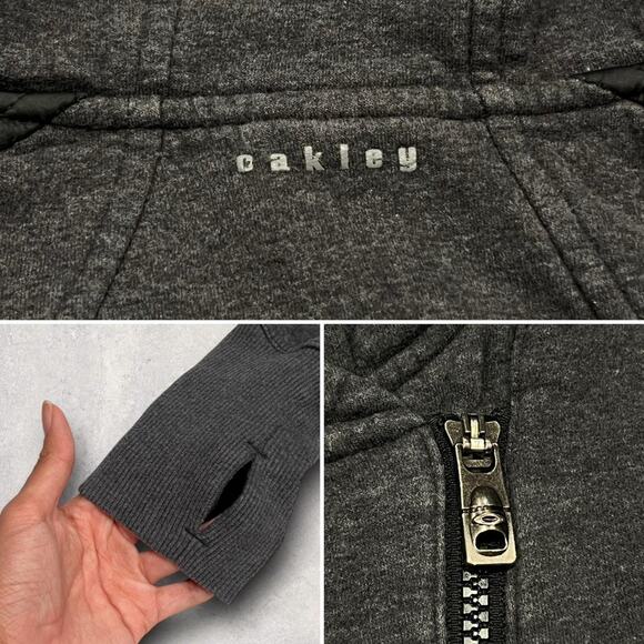 ★ Oakley Y2K Diagonal Zip Up Hooded Fleece Jacket ★ - Picture 5 of 6